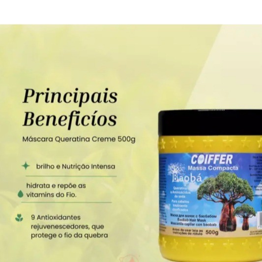 Massa Compacta Coiffer Baoba 500g Tratamento Capilar - Imagem 8