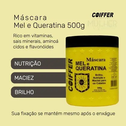 Máscara Mel e Queratina Premium Coiffer 500g Hidratação Capilar - Imagem 8