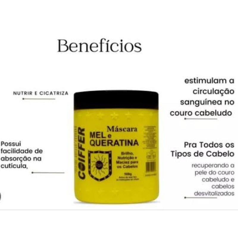 Máscara Mel e Queratina Premium Coiffer 500g Hidratação Capilar - Imagem 10