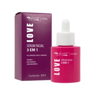 Sérum Facial 3 em 1 Max Love Vitamina C Rosa Mosqueta e Ácido Hialurônico 30ml