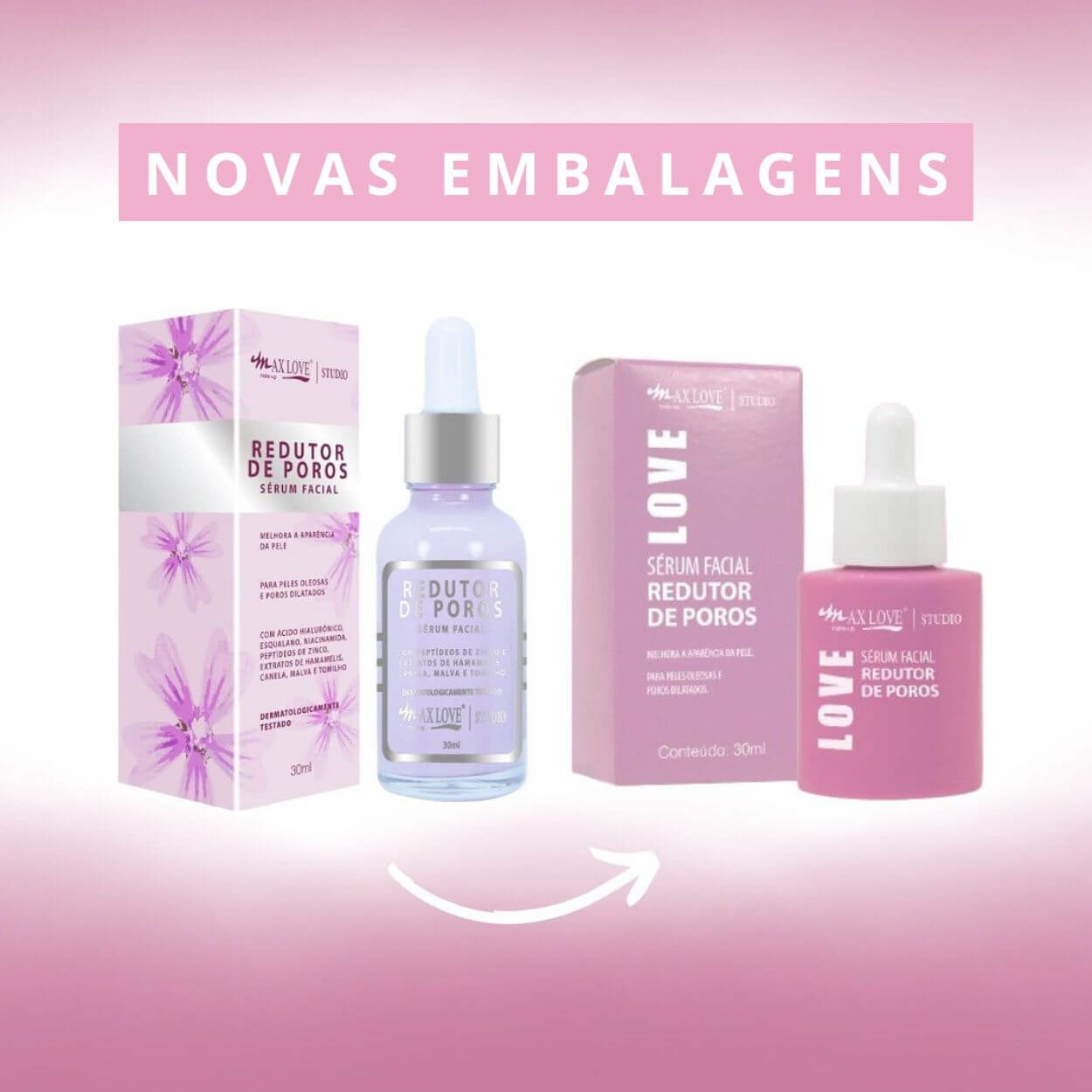 Sérum Facial Max Love Redutor de Poros Niacinamida 30ml - Imagem 4
