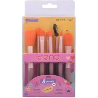 Kit com 8 Pincéis para Maquiagem - Macrilan