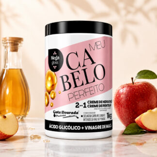 Creme de Pentear Meu Cabelo Perfeito Ácido Glicólico e Vinagre de Maçã Gota Dourada 1 kg