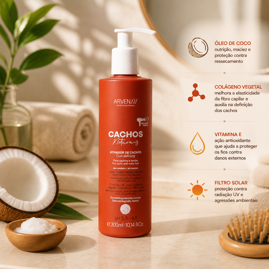 Ativador de Cachos Arvensis Cosméticos 300ml para cabelos ondulados e cacheados - Imagem 5