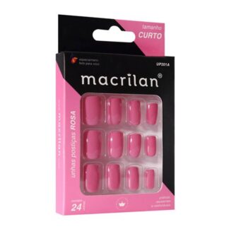 Unhas Postiças UP201A Tamanho Curto Rosa Macrilan